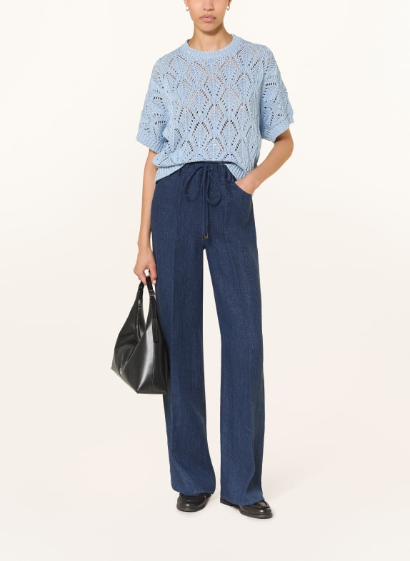 ANTONELLI firenze Linnen broek met wijde pijpen BLAUW