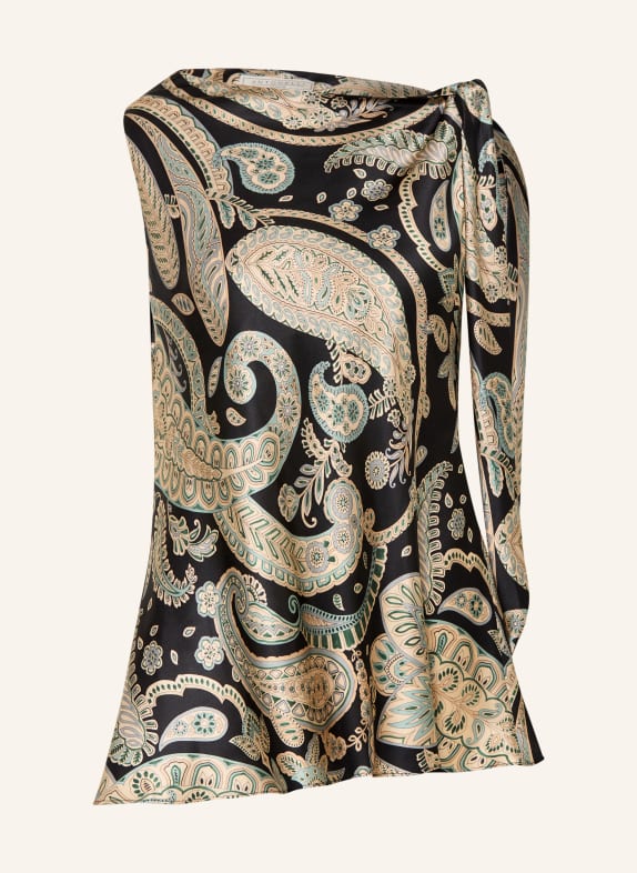 ANTONELLI firenze Blusentop aus Seide CREME / GRÜN / SCHWARZ