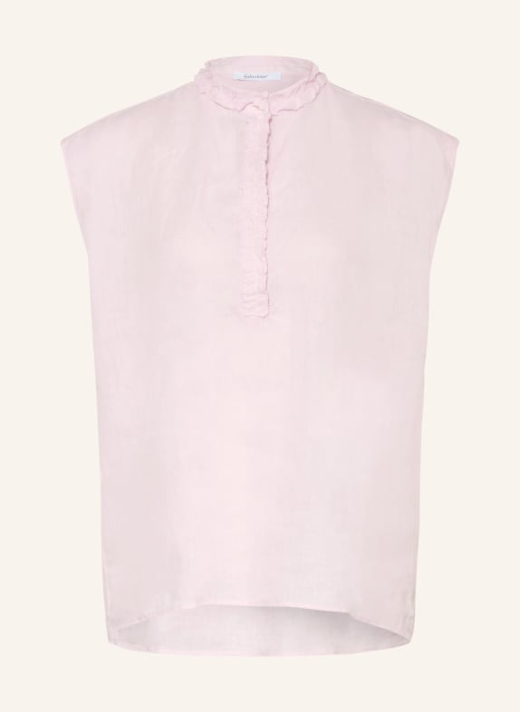 Soluzione Lniana bluzka z falbanami JASNORÓŻOWY
