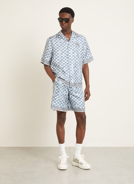 AMIRI Resorthemd Comfort Fit van zijde BLAUWGRIJS / WIT / ZWART