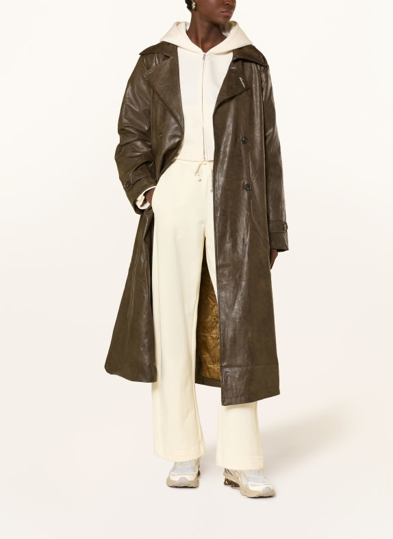another COTTON LAB Leather-look trench coat BROWN