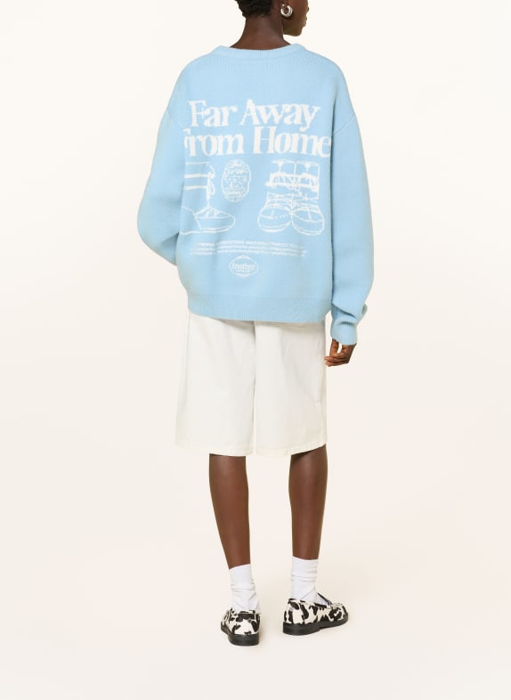 another COTTON LAB Oversized trui FAR AWAY FROM HOME LICHTBLAUW / WIT