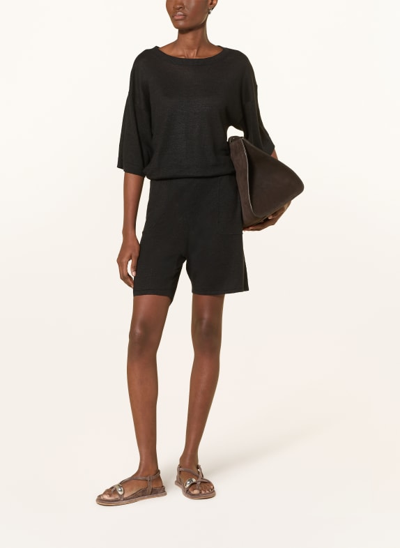 darling harbour Stickade shorts i linne BLACK