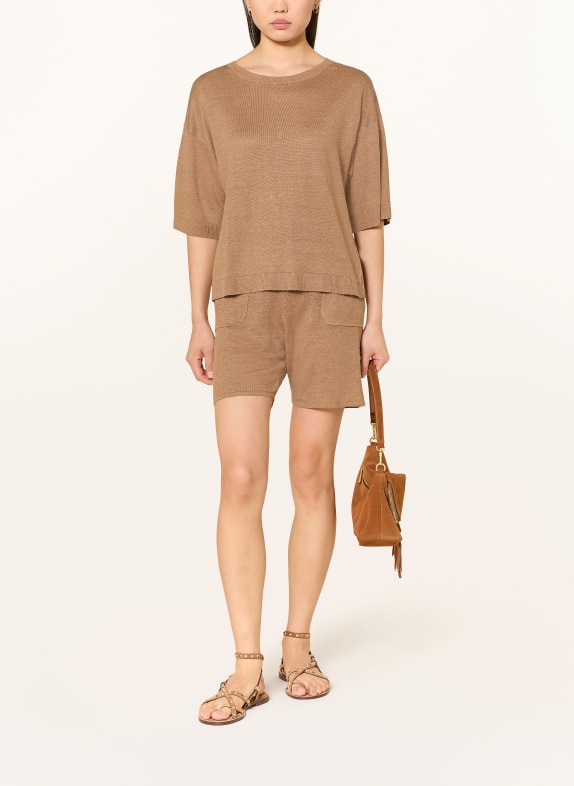 darling harbour Stickade shorts i linne CAPPUCCINO