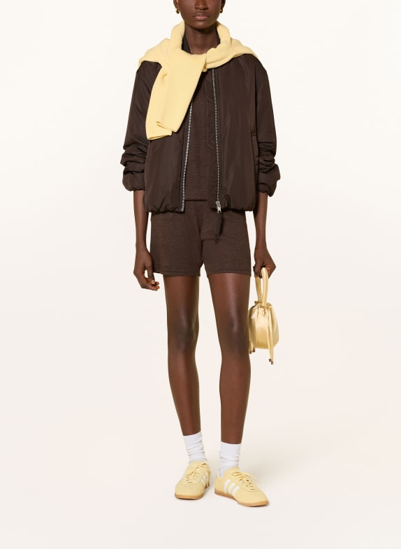 darling harbour Stickade shorts i linne DARK BROWN