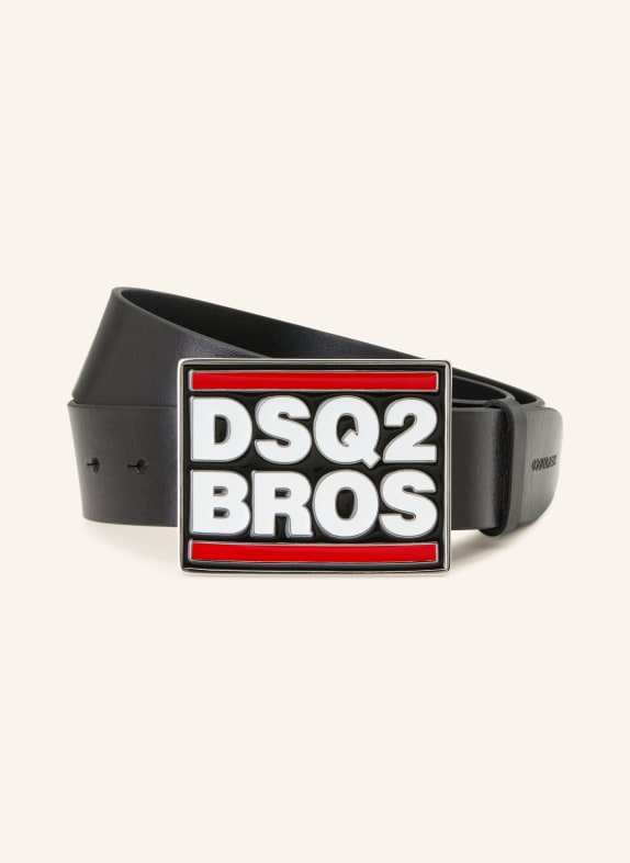 DSQUARED2 Leren riem ZWART / ROOD / WIT