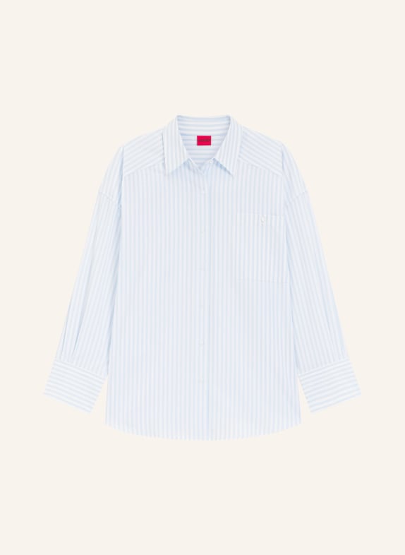HUGO Oversized overhemdblouse EUSTYNA LICHTBLAUW / WIT