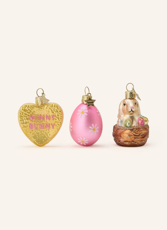 VONDELS 3-piece set of decorative pendants HUNNY BUNNY GOLD / BROWN / PINK