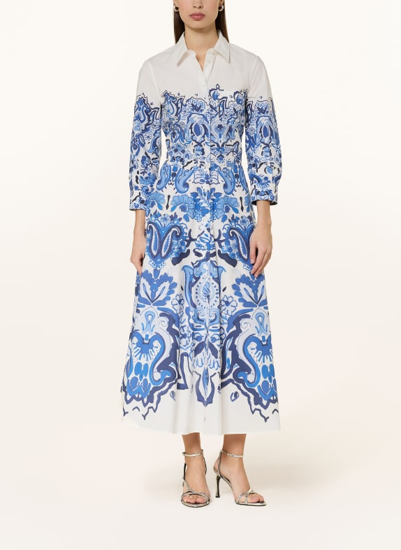 sara roka Hemdblusenkleid NYDIA mit 3/4-Arm WEISS / DUNKELBLAU / BLAU