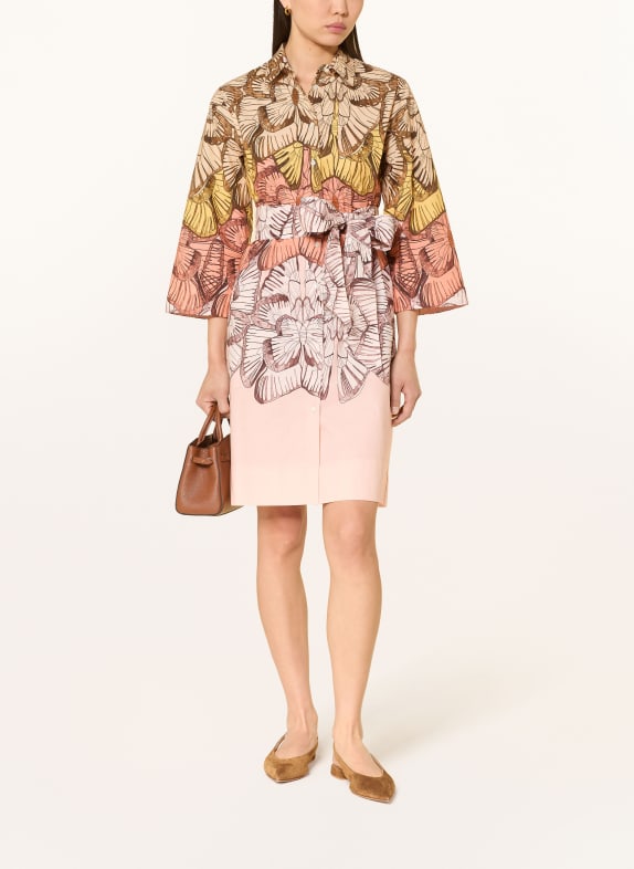 sara roka Hemdblusenkleid mit 3/4-Arm HELLROSA / LACHS / GELB