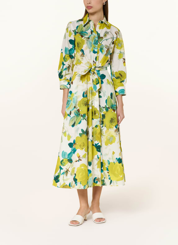 sara roka Hemdblusenkleid DRALLA mit 3/4-Arm ECRU / DUNKELGELB / PETROL