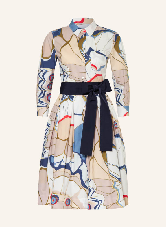 sara roka NIDINA shirt dress with 3/4 sleeves WHITE / BEIGE / DARK BLUE