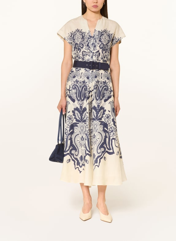 sara roka Sukienka z lnu GLADY KREMOWY / GRANATOWY