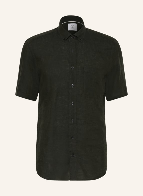 BOGNER Kurzarm-Hemd LYKOS-5 Comfort Fit aus Leinen DUNKELGRÜN