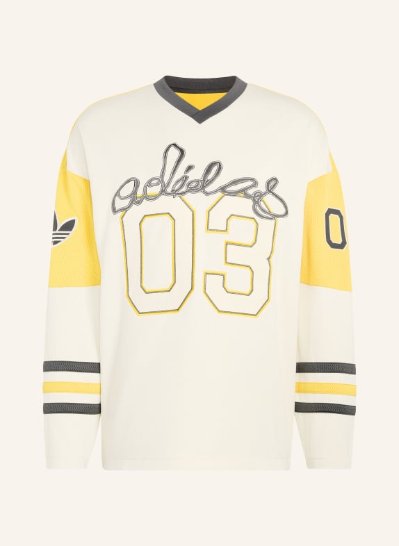 adidas Originals ORIGINALS HOCKEY-shirt met lange mouwen van mesh CRÈME / DONKERGRIJS / GEEL
