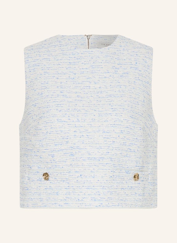 TED BAKER Bouclé-Top ACADIEP mit Glitzergarn BLAU / WEISS