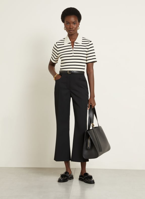 JIL SANDER Gebreid poloshirt ZWART / ECRU