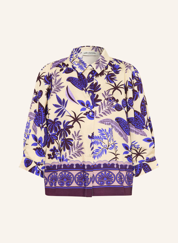 lollys laundry BONOLL shirt blouse with 3/4 sleeves BEIGE / DARK BLUE / BLACK