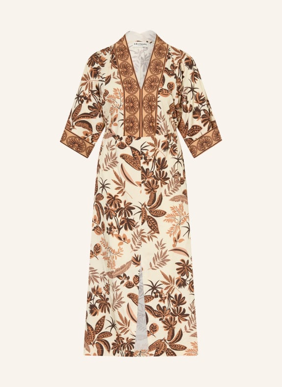 lollys laundry JEMIMALL dress with 3/4 sleeves CREAM / DARK BROWN / DARK ORANGE