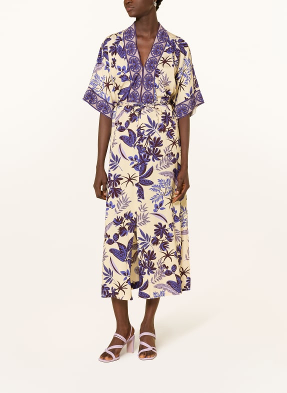 lollys laundry JEMIMALL dress with 3/4 sleeves DARK BLUE / CREAM / PURPLE