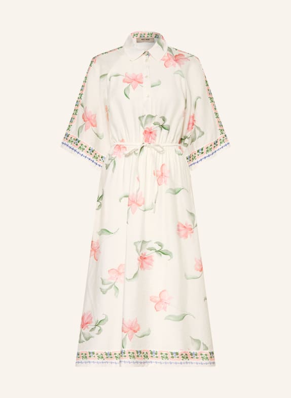 MOS MOSH Sukienka MMBUNNO z ozdobnymi perełkami i rękawami 3/4 ECRU / RÓŻOWY / ZIELONY