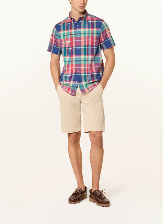 GANT Koszula z krótkim rękawem Regular Fit NIEBIESKI / CZERWONY / ZIELONY