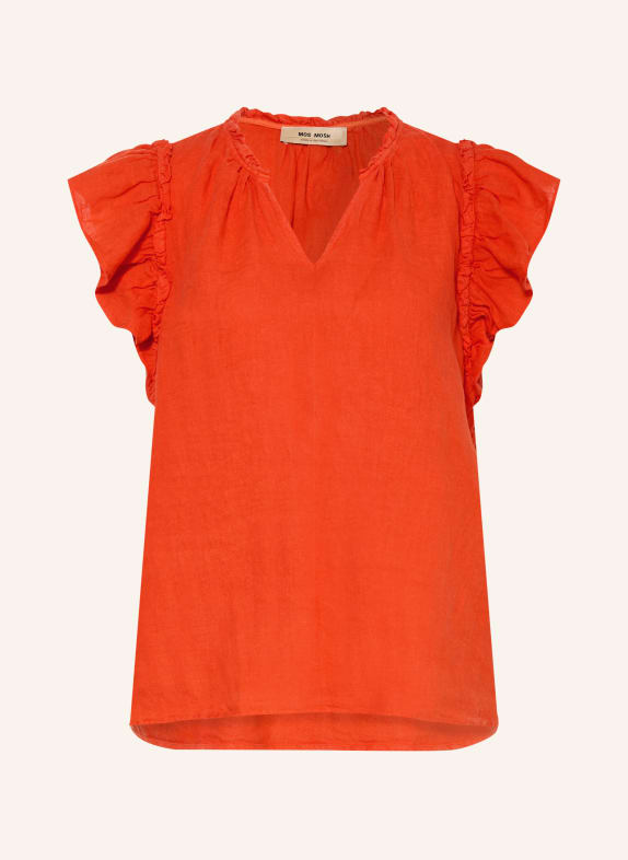 MOS MOSH MMTEA-blouse van linnen met ruches ORANJE