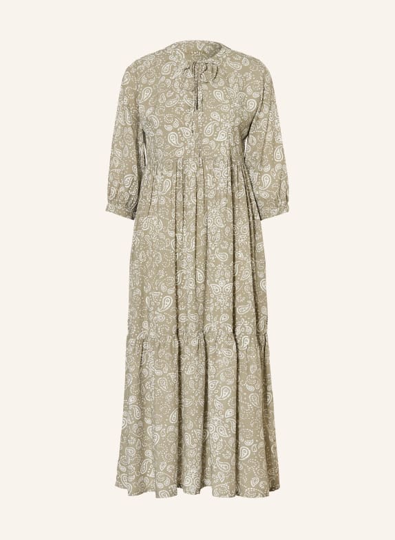 Juvia Šaty MALOU s 3/4 rukávem OLIVOVÁ / BÍLÁ