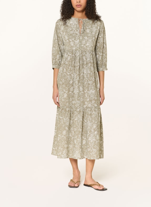 Juvia Kleid MALOU mit 3/4-Arm OLIV / WEISS