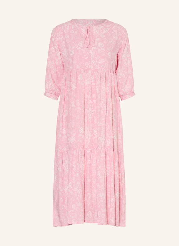 Juvia Sukienka MALOU z rękawami 3/4 RÓŻOWY / BIAŁY