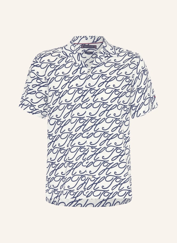TOMMY HILFIGER Resorthemd met normale pasvorm van linnen WIT / DONKERBLAUW