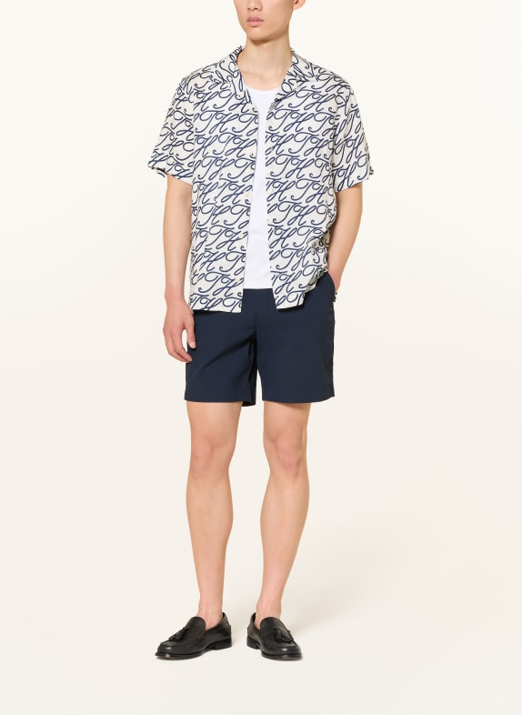 TOMMY HILFIGER Resorthemd met normale pasvorm van linnen WIT / DONKERBLAUW