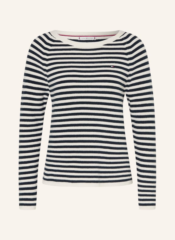 TOMMY HILFIGER gebreide trui CRÈME / DONKERBLAUW
