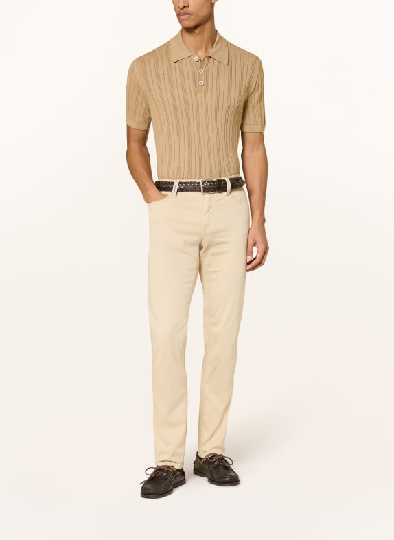 BALDESSARINI Gebreid poloshirt LICHTBRUIN