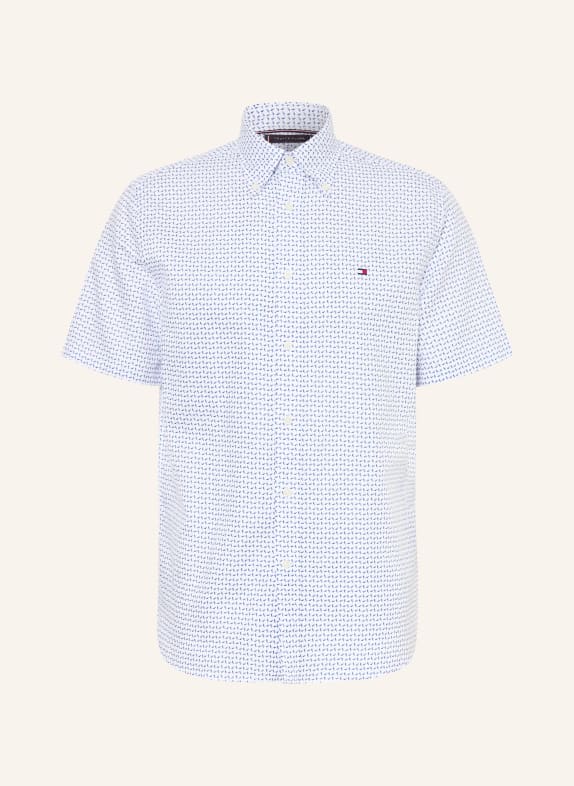 TOMMY HILFIGER Kurzarm-Hemd Regular Fit mit Leinen WEISS / DUNKELBLAU