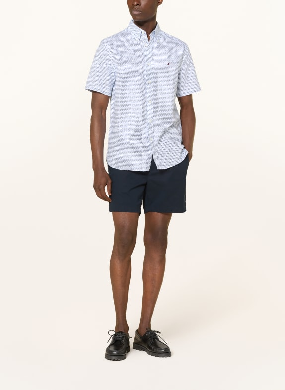 TOMMY HILFIGER Koszula z krótkim rękawem Regular Fit z lnem BIAŁY / GRANATOWY
