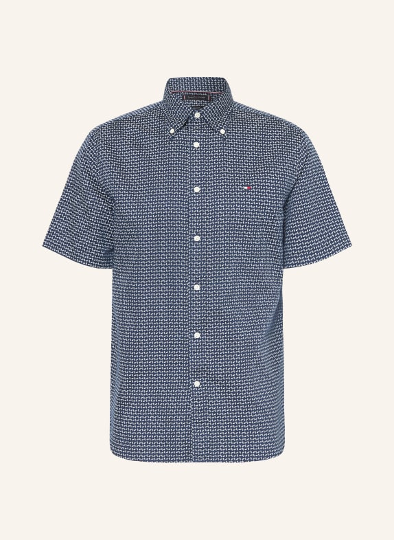 TOMMY HILFIGER Kurzarm-Hemd Regular Fit mit Leinen DUNKELBLAU / HELLBLAU / WEISS