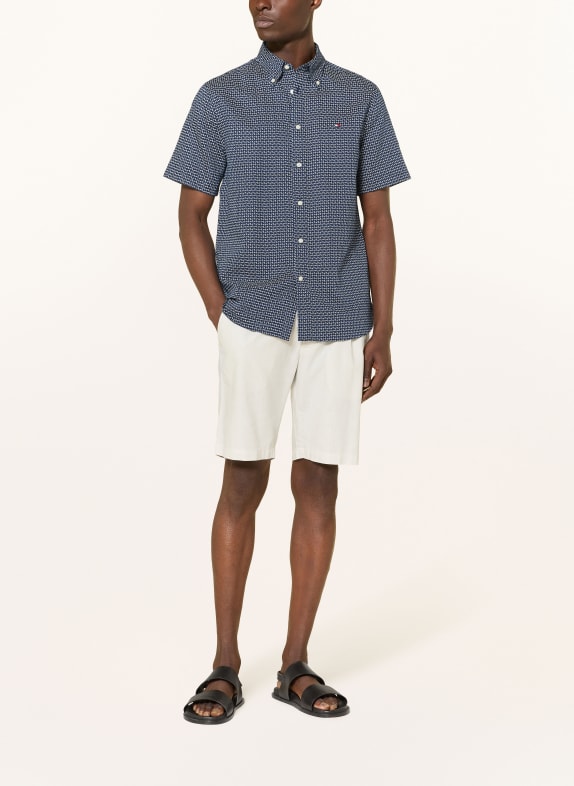 TOMMY HILFIGER Kurzarm-Hemd Regular Fit mit Leinen DUNKELBLAU / HELLBLAU / WEISS