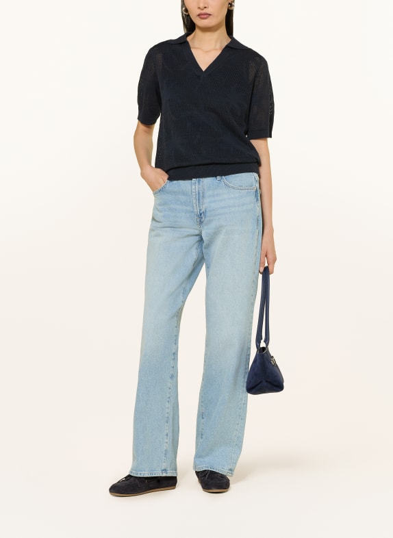 van Laack Gebreid poloshirt VL-SAIDAS-XX met linnen DONKERBLAUW