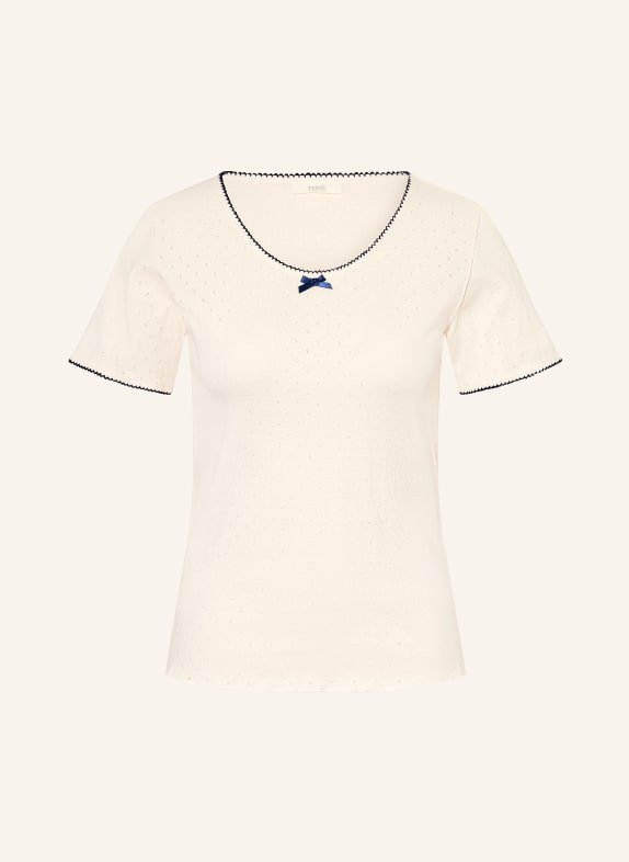 YERSE T-Shirt FANI ECRU / DUNKELBLAU