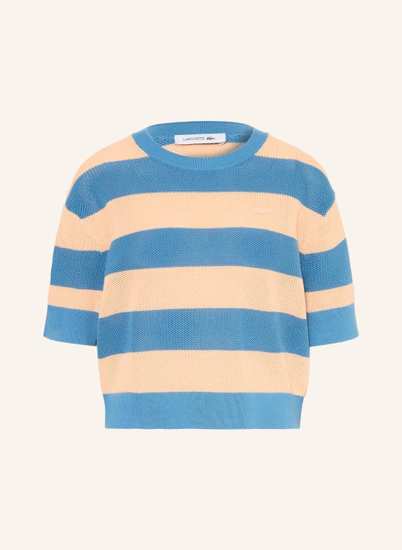LACOSTE pull en maille BLEU / SAUMON