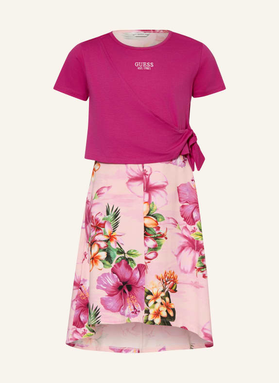 GUESS Set: Jerseykleid und T-Shirt FUCHSIA / ROSA / PINK