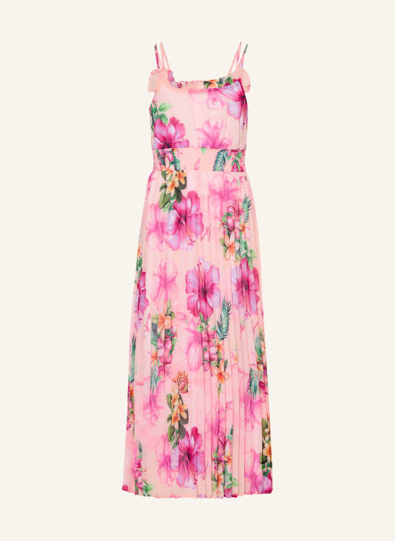 GUESS Sukienka plisowana z falbanami RÓŻOWY / MOCNORÓŻOWY / ZIELONY