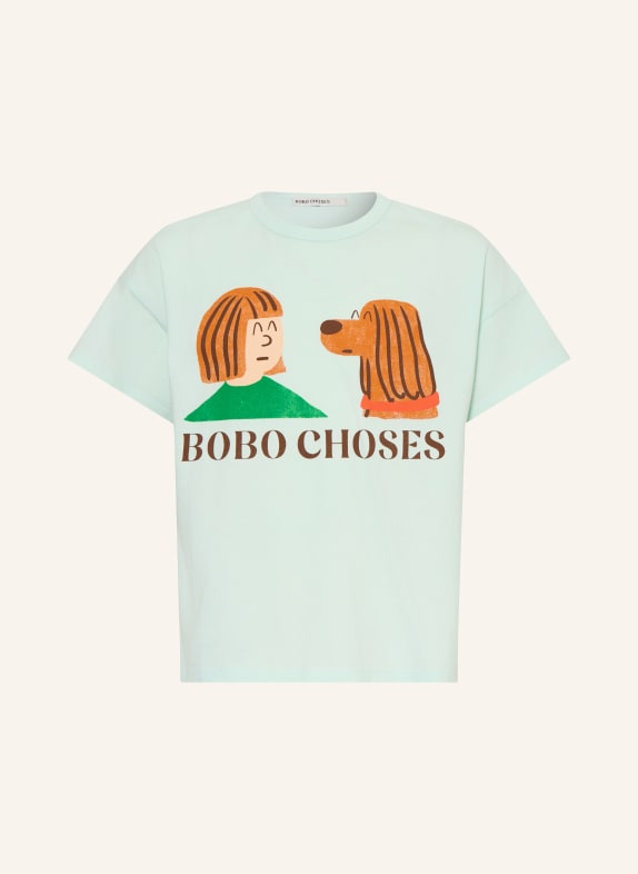 BOBO CHOSES T-shirt LICHTBLAUW / COGNAC / GROEN
