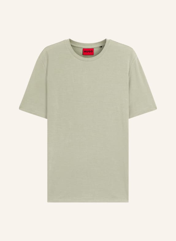 HUGO DULEROSTEE T-shirt with linen LIGHT GREEN