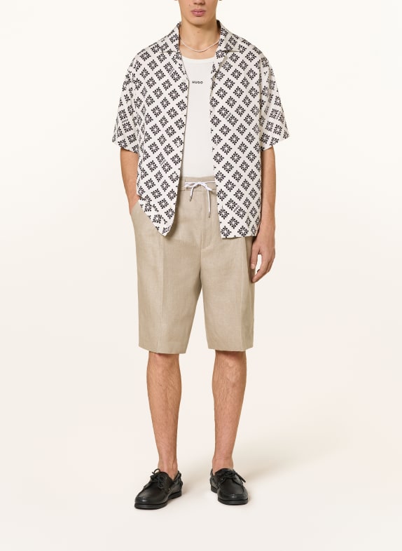 HUGO Resorthemd ESPINO Comfort Fit ECRU / ZWART