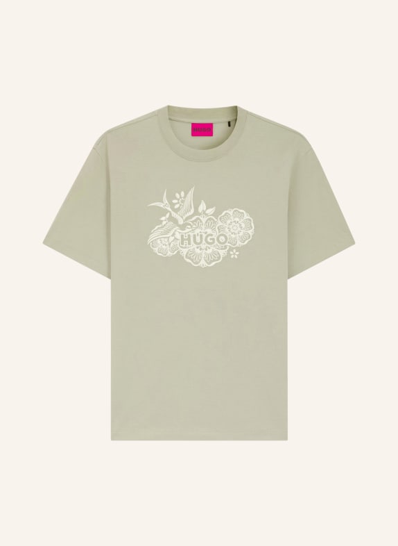 HUGO T-shirt DANGEN LICHTGROEN / CRÈME