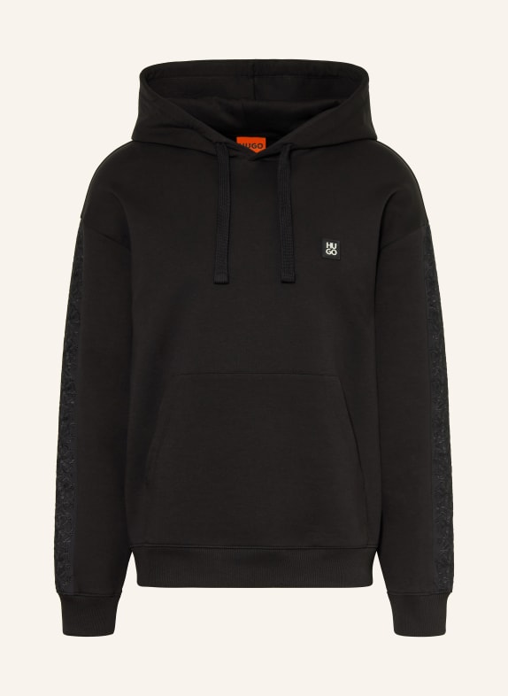 HUGO DROS hoodie with braid stripes BLACK