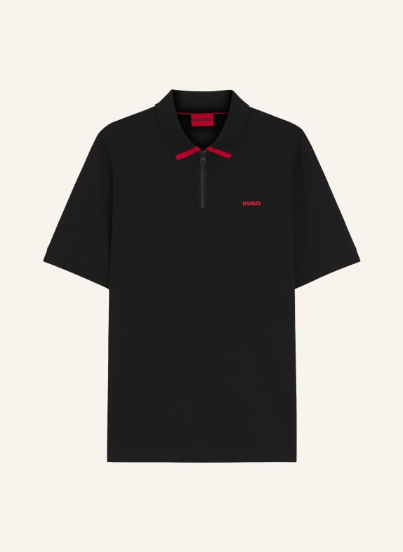 HUGO Jersey-Poloshirt DALOMINO Regular Fit SCHWARZ / ROT