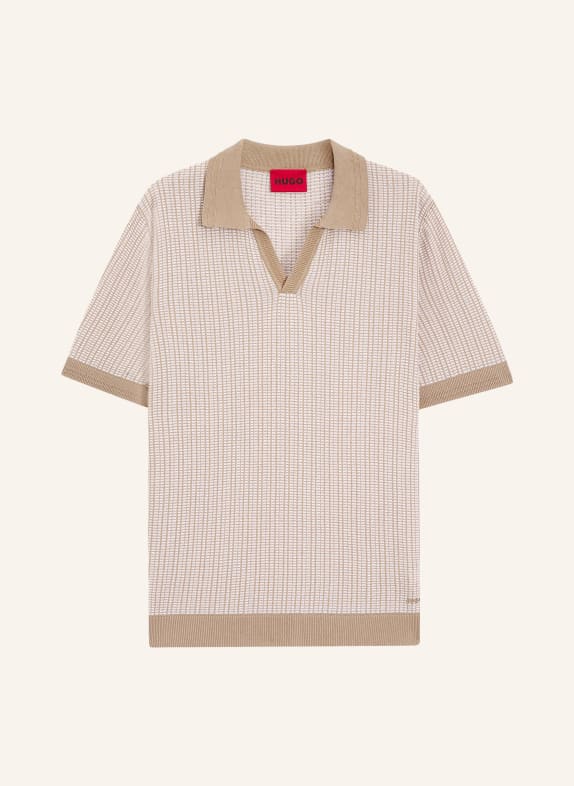 HUGO SEEROY knit polo shirt BEIGE / WHITE